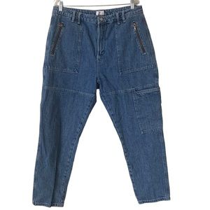 TOPSHOP Mom Denim Blue Jeans Size W36 L30 
Zippered Pockets Carpenter Pocket